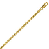 10kt Yellow Gold Mens Hollow Rope Bracelet 3mm 9"