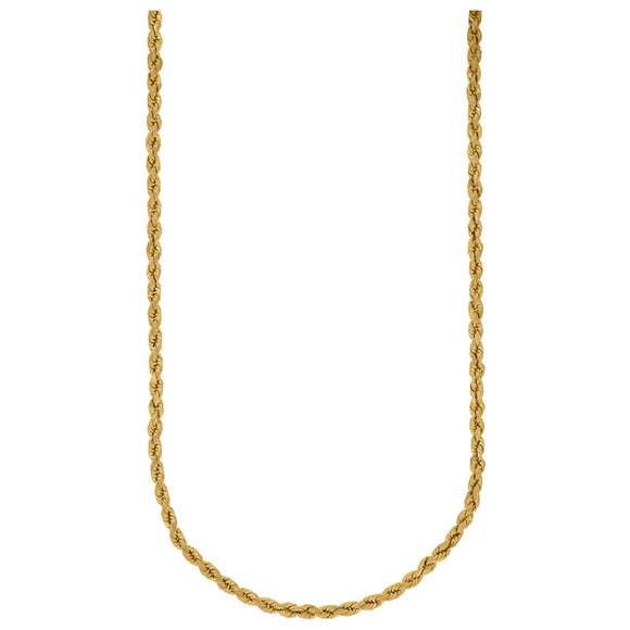 10kt Yellow Gold Unisex Hollow Rope Chain 3mm 16
