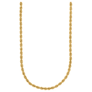 10kt Yellow Gold Unisex Hollow Rope Chain 4mm 16"