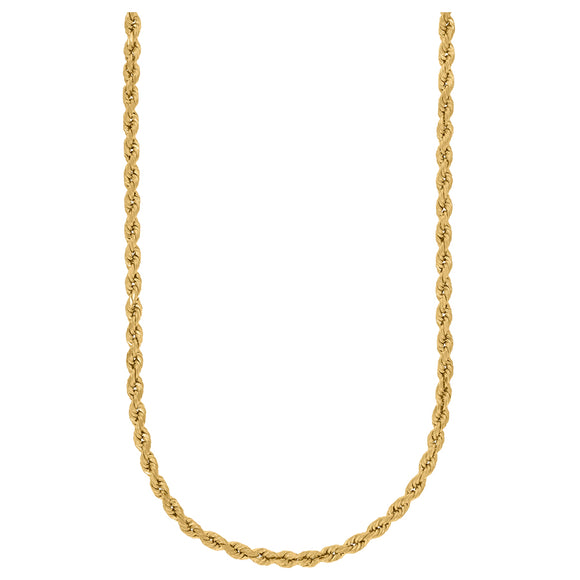 10kt Yellow Gold Unisex Hollow Rope Chain 4mm 16