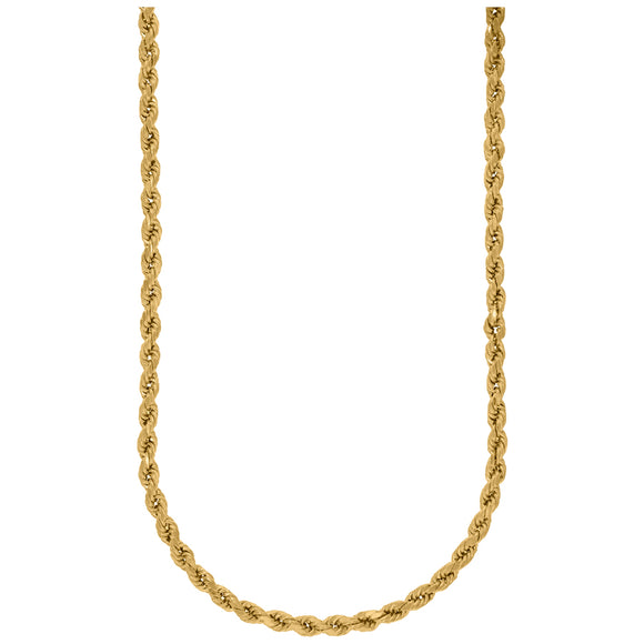10kt Yellow Gold Unisex Hollow Rope Chain 5mm 20