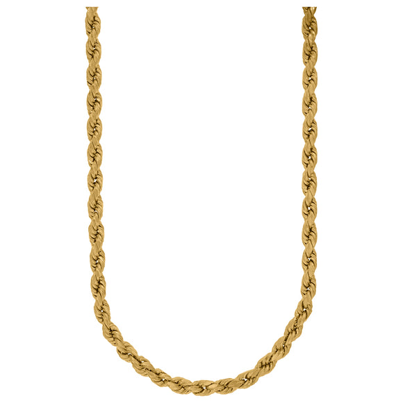 10kt Yellow Gold Unisex Hollow Rope Chain 6mm 20