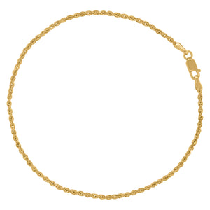 10kt Yellow Gold Unisex Solid Rope Chain 1mm 14"