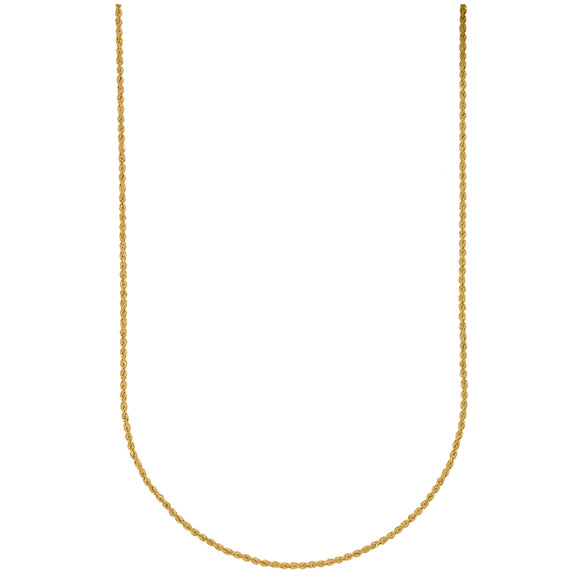 10kt Yellow Gold Unisex Solid Rope Chain 1.5mm 16