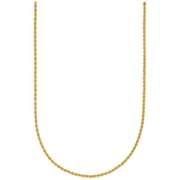 10kt Yellow Gold Unisex Solid Rope Chain 2.5mm 16
