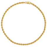 10kt Yellow Gold Mens Solid Rope Bracelet 3mm 8"