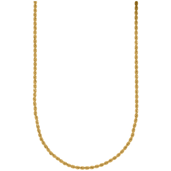 10kt Yellow Gold Unisex Solid Rope Chain 3mm 16