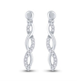 10kt White Gold Womens Round Diamond Dangle Earrings 1/4 Cttw