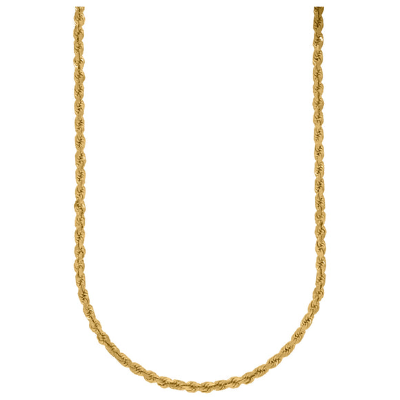 10kt Yellow Gold Unisex Solid Rope Chain 4mm 18