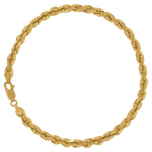 10kt Yellow Gold Mens Solid Rope Bracelet 5mm 8"