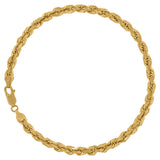 10kt Yellow Gold Mens Solid Rope Bracelet 5mm 8"