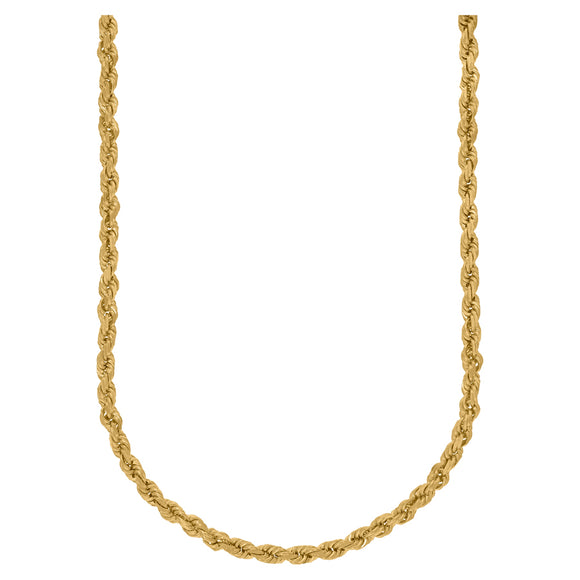 10kt Yellow Gold Unisex Solid Rope Chain 5mm 20