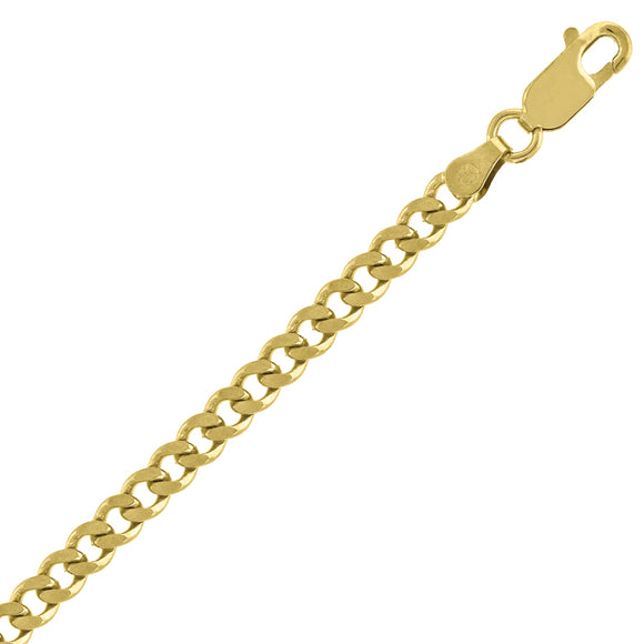 10kt Yellow Gold Mens Solid Cuban Bracelet 3.5mm 7 Inches