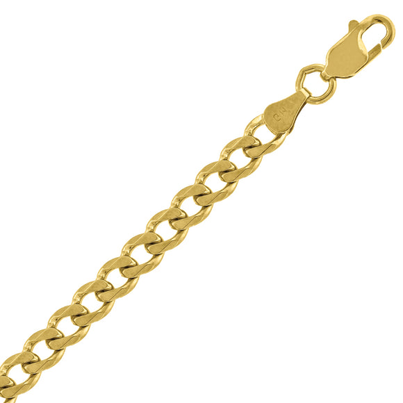 10kt Yellow Gold Mens Solid Cuban Bracelet 5.6mm 7 Inches