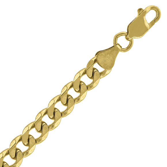 10kt Yellow Gold Mens Solid Cuban Bracelet 7mm 8 Inches