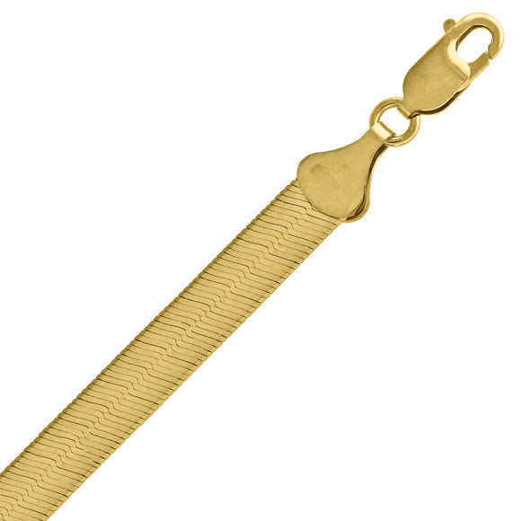 10kt Yellow Gold Mens Herringbone Bracelet 7mm 7 Inches