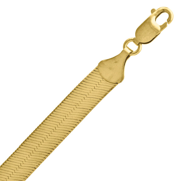10kt Yellow Gold Mens Herringbone Bracelet 8mm 7 Inches