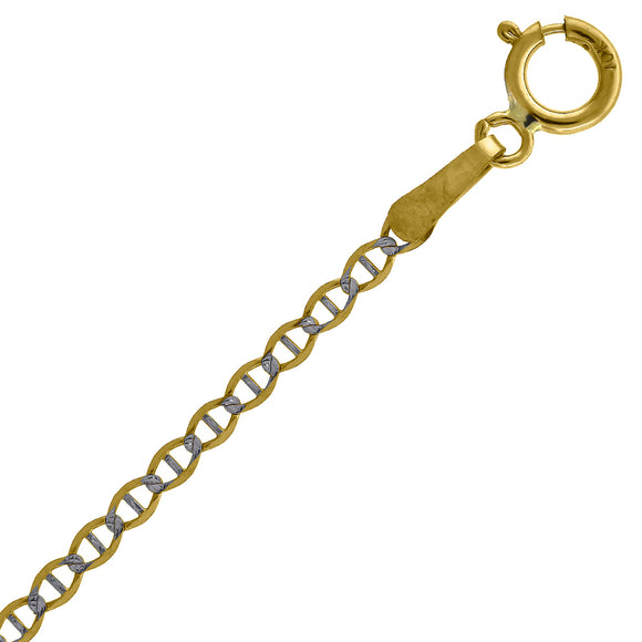 10kt Yellow Gold Mens Solid Mariner Bracelet 2.5mm 9 inches