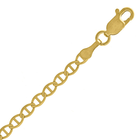 10kt Yellow Gold Mens Solid Mariner Bracelet 3.1mm 7 inches