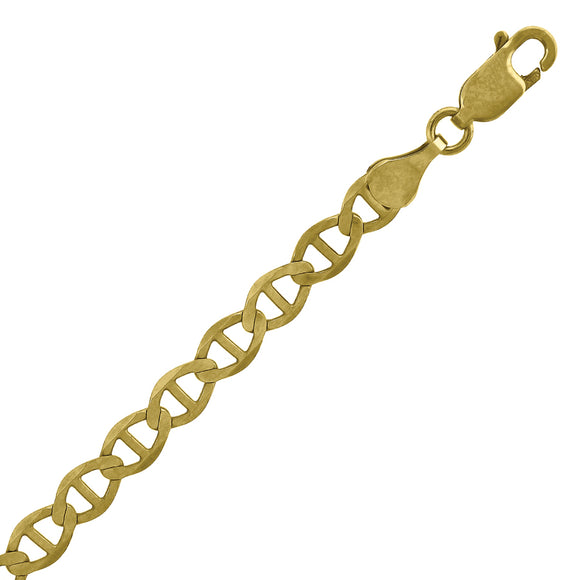 10kt Yellow Gold Mens Solid Mariner Bracelet 4.0mm 7 inches