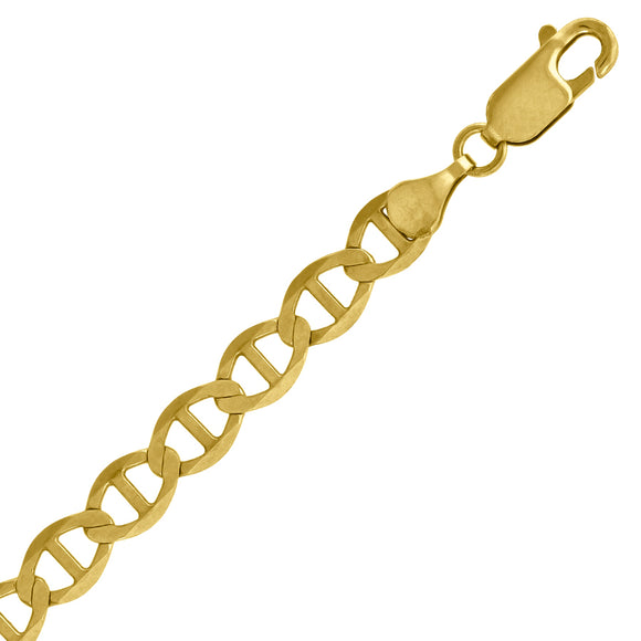 10kt Yellow Gold Mens Solid Mariner Bracelet 5.0mm 7 inches