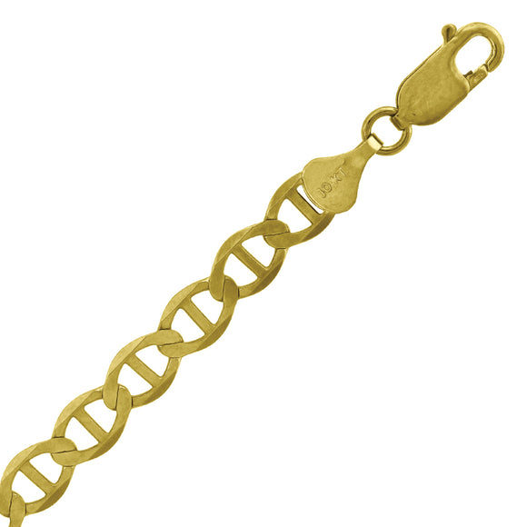 10kt Yellow Gold Mens Solid Mariner Bracelet 6.0mm 8 inches