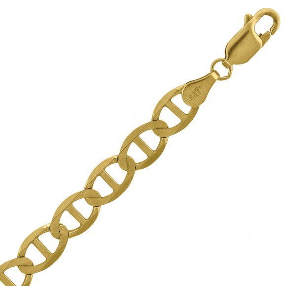 10kt Yellow Gold Mens Solid Mariner Bracelet 8.8mm 9 inches