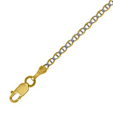 10kt Two-tone Gold Unisex Solid Mariner Pave Chain 1.9mm 26 inches