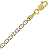 10kt Two-tone Gold Mens Solid Mariner Pave Bracelet 3.0mm 7 inches