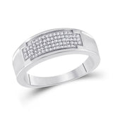 Sterling Silver His Hers Round Diamond Square Matching Wedding Set 1/2 Cttw