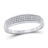 10kt White Gold His Hers Round Diamond Cluster Matching Wedding Set 3/8 Cttw