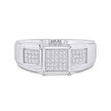 Sterling Silver Womens Round Diamond Square Ring 1/6 Cttw