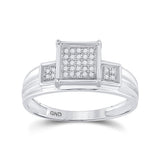 Sterling Silver Womens Round Diamond Square Cluster Ring 1/10 Cttw