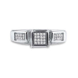 Sterling Silver Womens Round Diamond Square Ring 1/10 Cttw