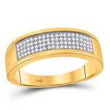 10kt Yellow Gold His Hers Round Diamond Cluster Matching Wedding Set 1/2 Cttw
