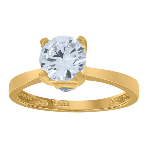 10kt Yellow Gold Womens Round Cubic Zirconia Engagement Ring