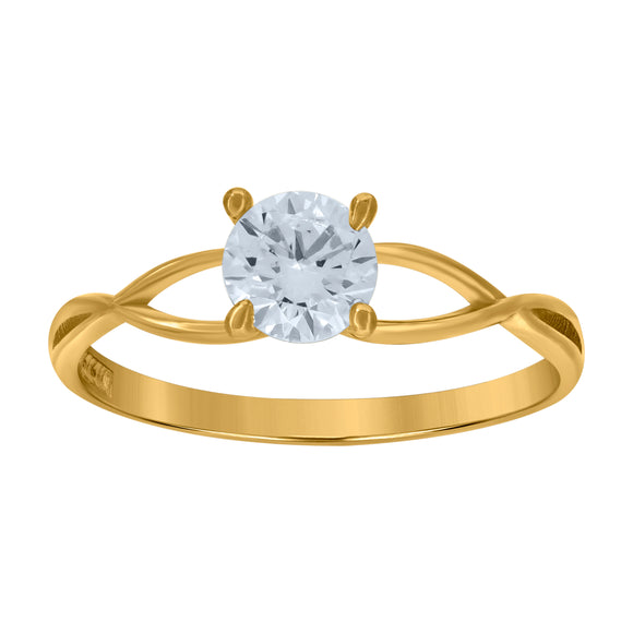 10kt Yellow Gold Womens Round Cubic Zirconia Twisted Engagement Ring