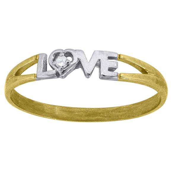 10kt Two-tone Gold Womens Round Cubic Zirconia Love Band Ring