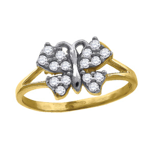 10kt Two-tone Gold Womens Round Cubic Zirconia Butterfly Band Ring