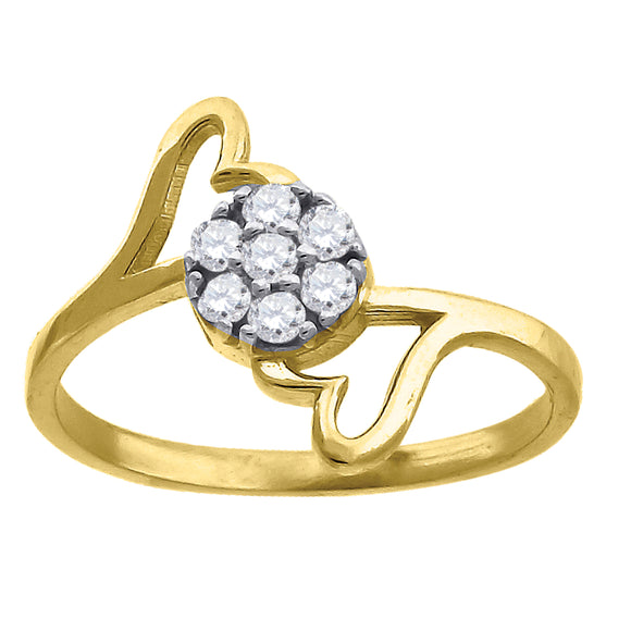 10kt Two-tone Gold Womens Round Cubic Zirconia Heart Ring
