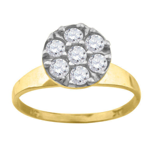 10kt Two-tone Gold Womens Round Cubic Zirconia Engagement Ring