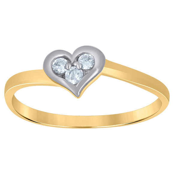 10kt Gold Womens Two-tone CZ Heart Band Ring