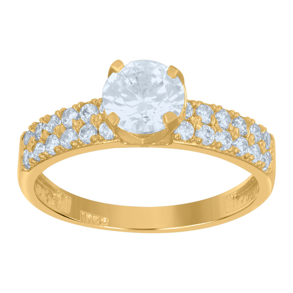 10kt Two-tone Gold Womens Cubic Zirconia Double Row Engagement Ring 