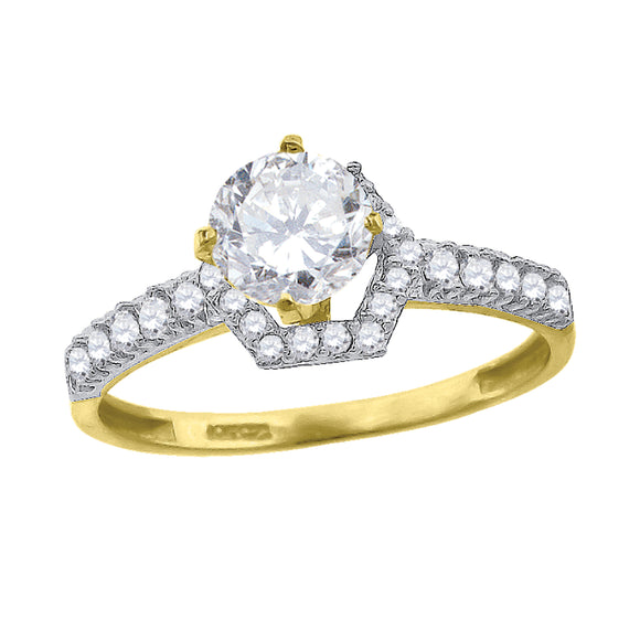 10kt Two-tone Gold Womens Cubic Zirconia Halo Engagement Ring