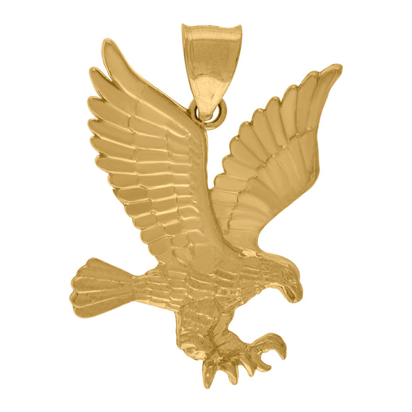 10KT Yellow Gold Mens Eagle Bird Charm Pendant