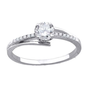 925 Sterling Silver Womens Cubic-Zirconia Engagement Ring Size 8