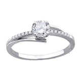 925 Sterling Silver Womens Cubic-Zirconia Engagement Ring Size 8