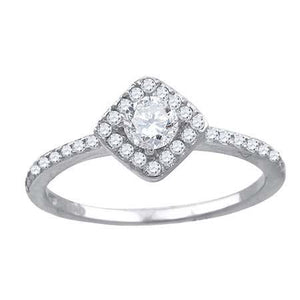 925 Sterling Silver Womens Cubic-Zirconia Square Face Fashion Ring Size 6