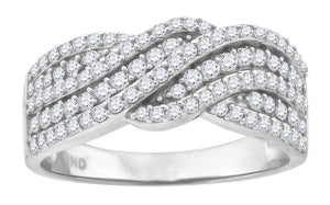 925 Sterling Silver Womens Cubic Zirconia Twisted Fashion Ring Size 6