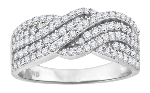 925 Sterling Silver Womens Cubic Zirconia Twisted Fashion Ring Size 6